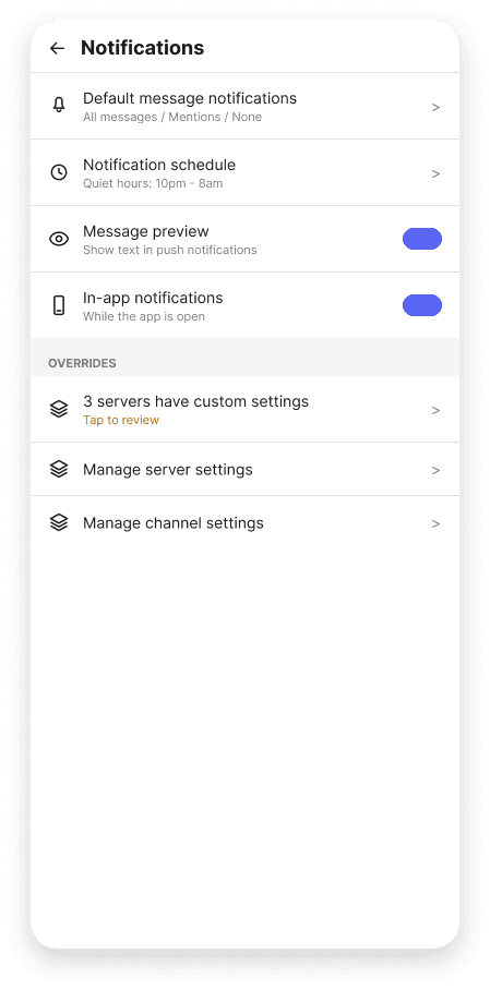 Global notifications refined wireframe, light mode