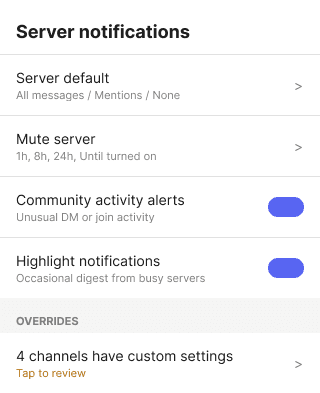 Server notifications low fidelity, wireframe